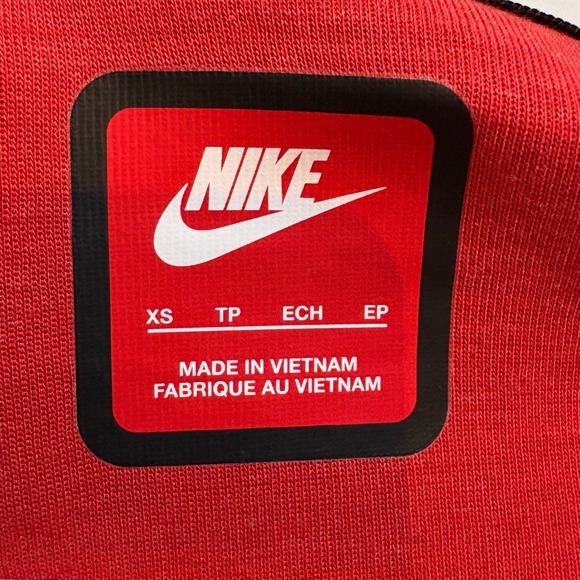 ike Tech Fleece Hoodie Kids Youth XS Red Windrunner Full Zip FD3285-672 - Picture 4 of 4